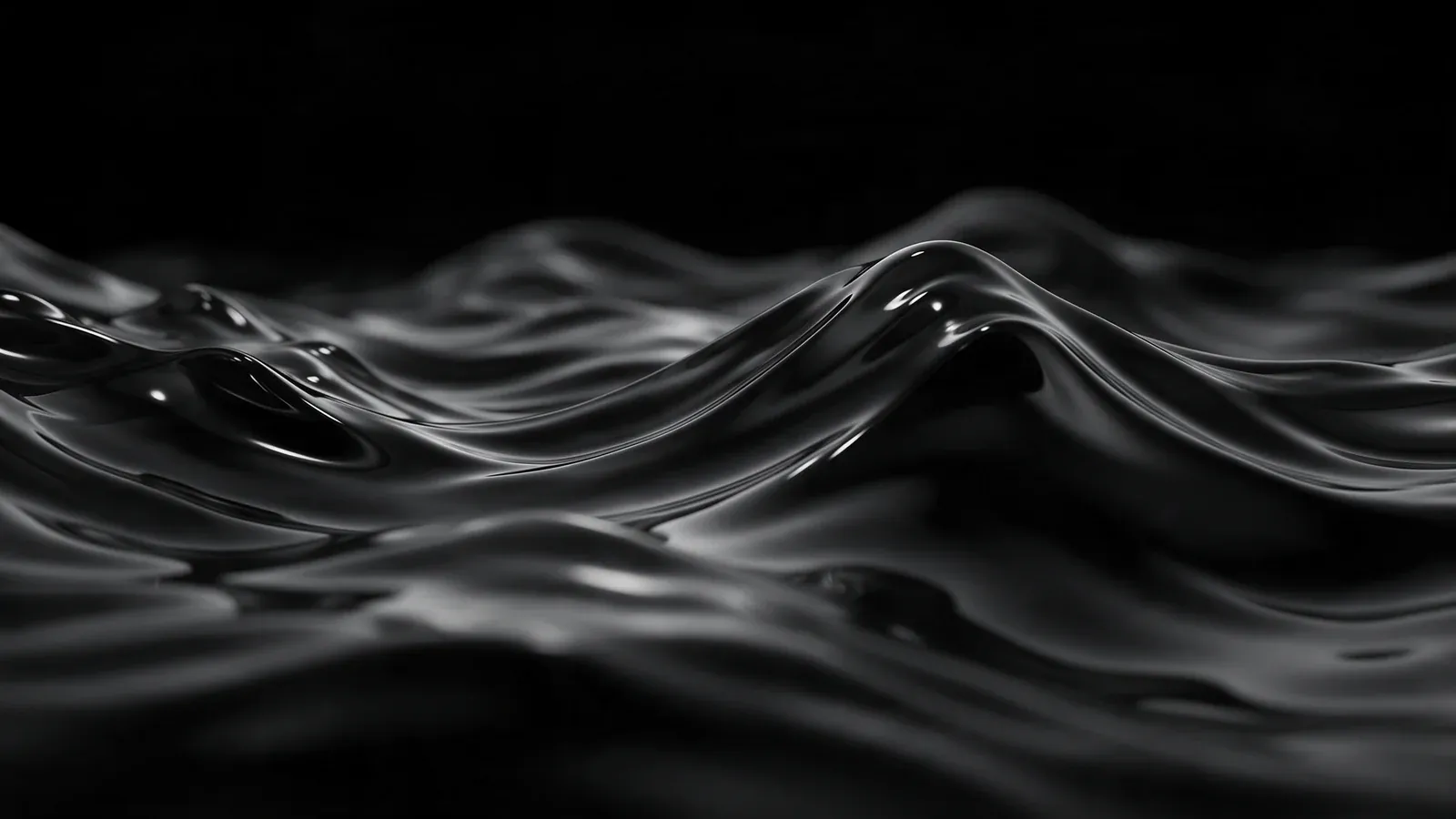 Onde nere lucide in una composizione astratta, visual AI.