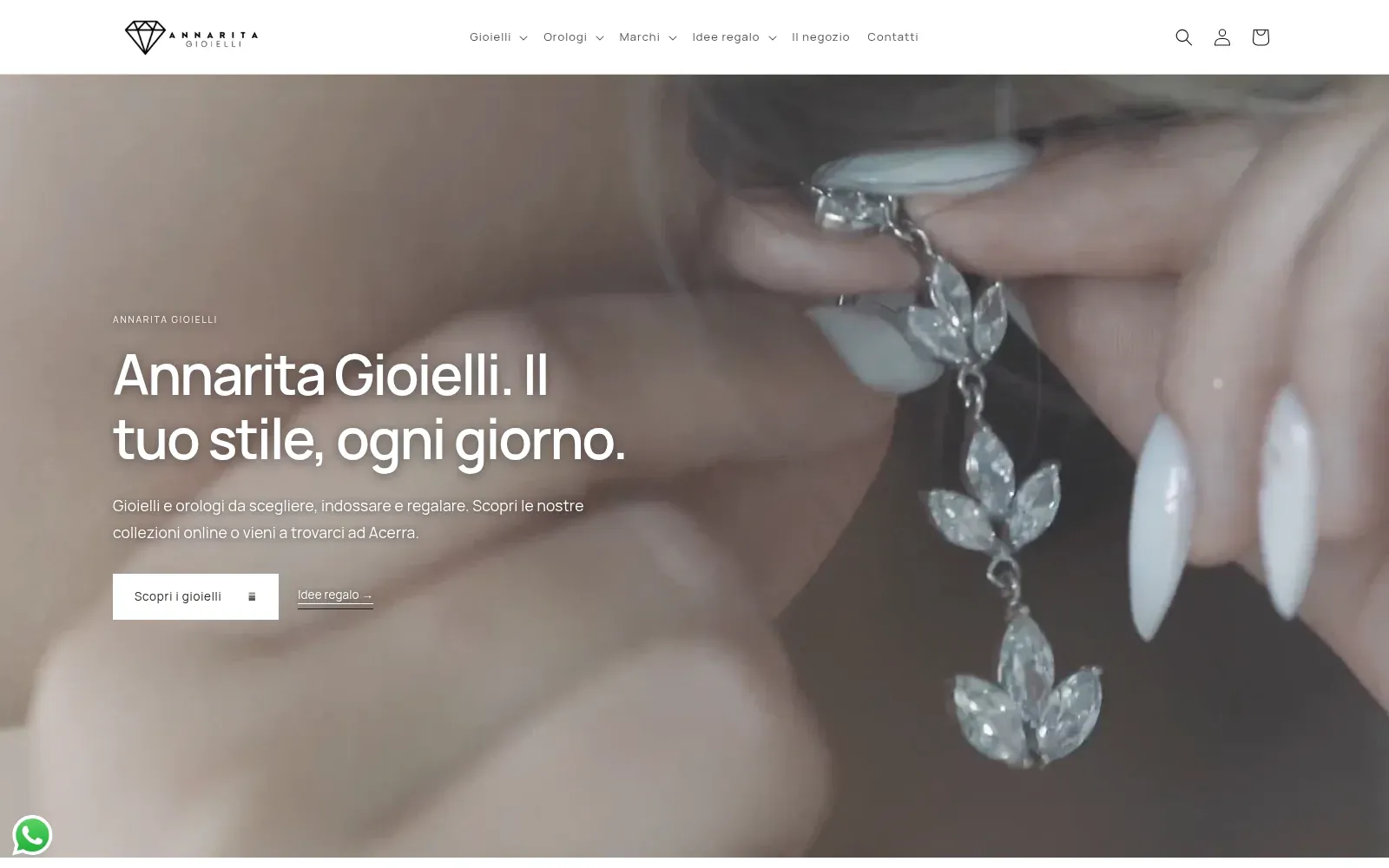 Annarita Gioielli: schermata della homepage.