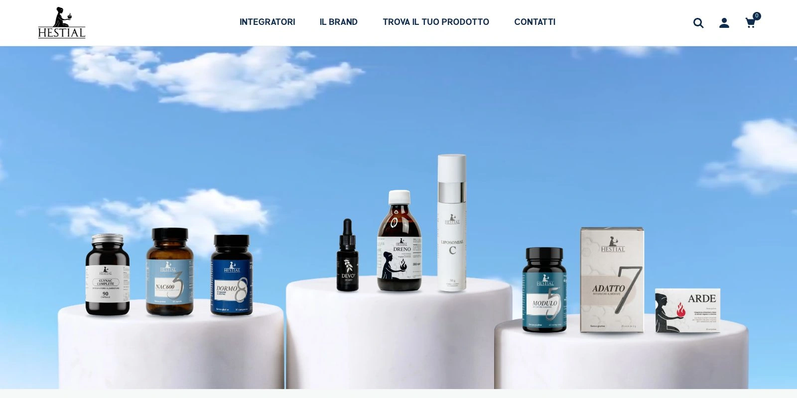 Hestial: schermata della homepage.