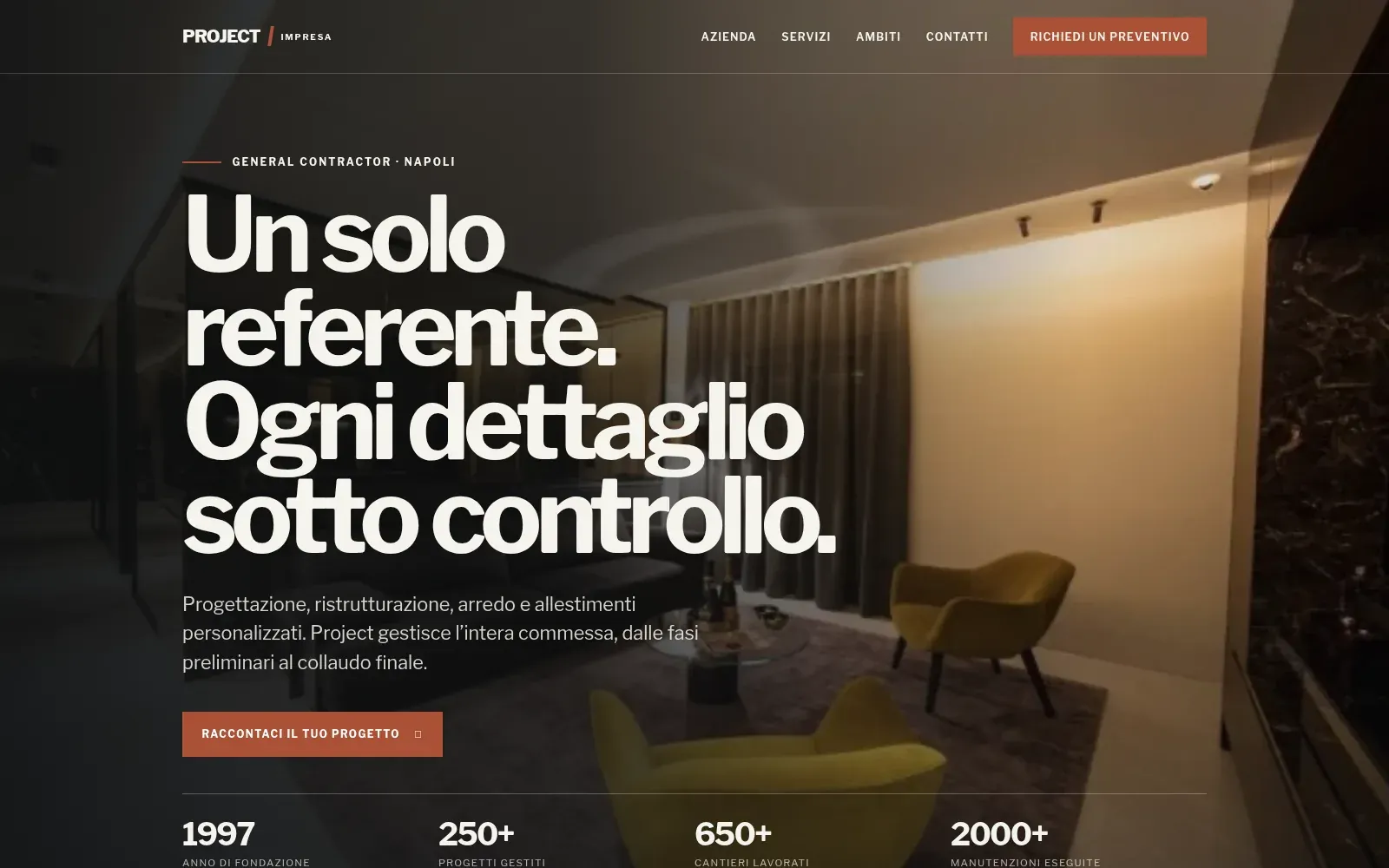 Projectimpresa: home — desktop, screenshot originale del sito.